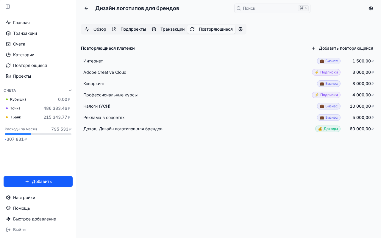 Повторяющиеся платежи — Дизайн логотипов для брендов