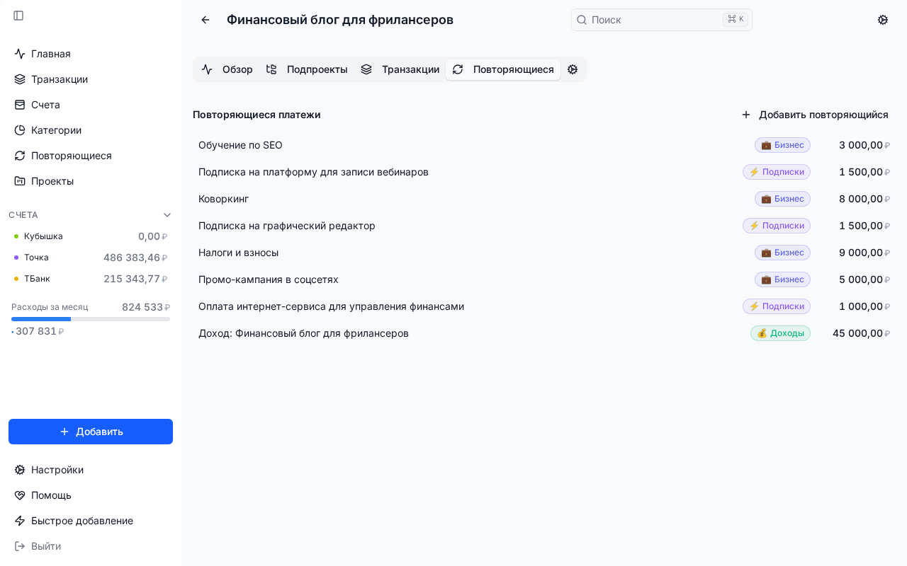 Повторяющиеся платежи — Финансовый блог для фрилансеров