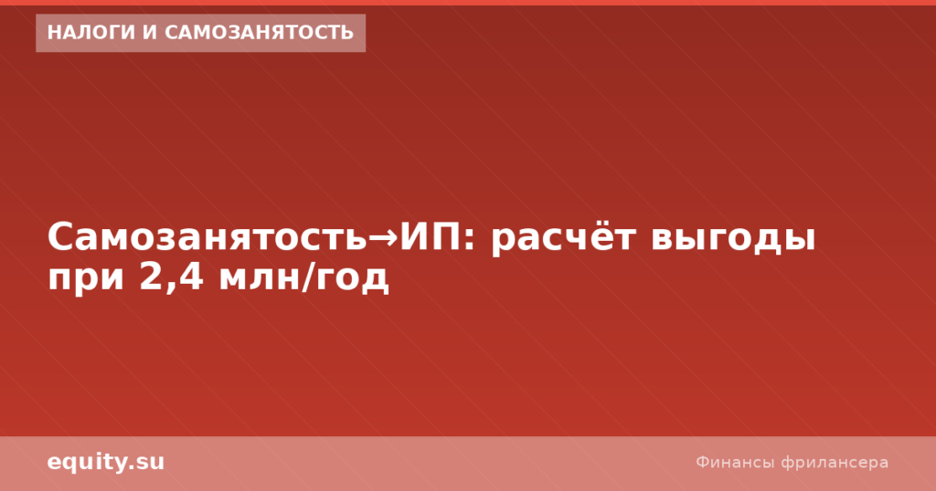 Самозанятость→ИП: расчёт выгоды при 2,4 млн/год