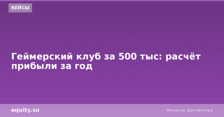 Геймерский клуб за 500 тыс: расчёт прибыли за год