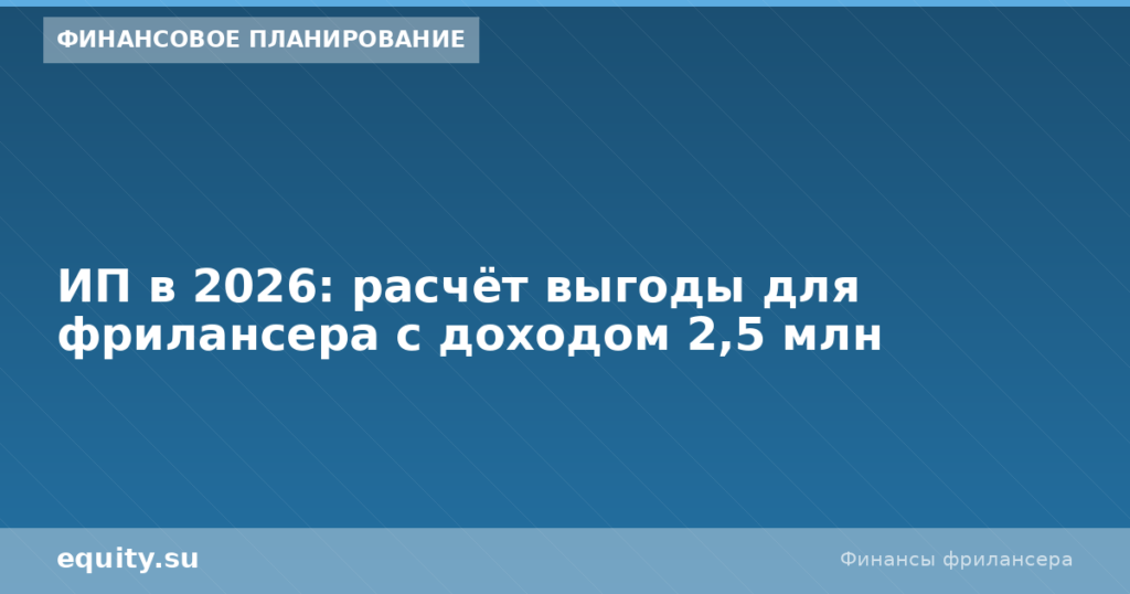 ИП 2026: расчёт для фрилансера с доходом 2,5 млн