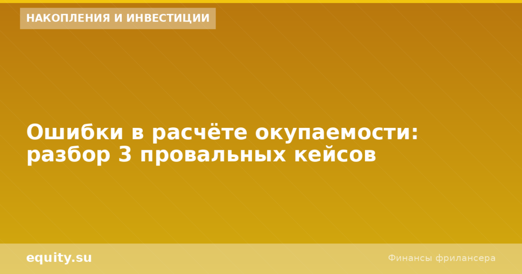 Ошибки расчёта окупаемости: 3 провальных кейса