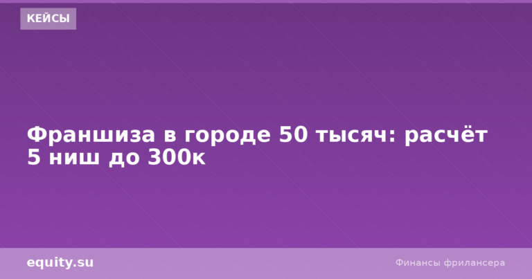 Франшиза в городе 50 тысяч: расчёт 5 ниш до 300к