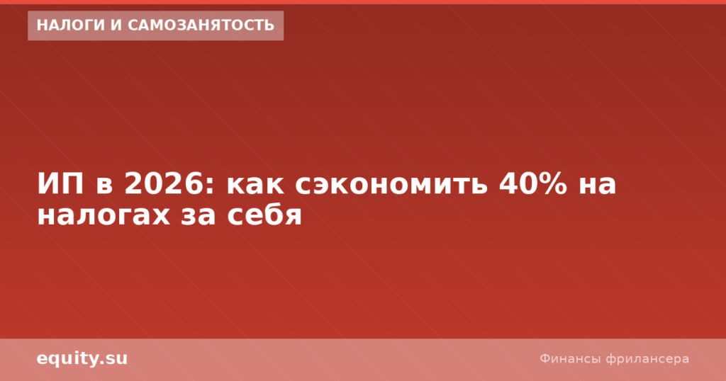 ИП в 2026: как сэкономить 40% на налогах за себя